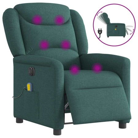 Sillón reclinable de masaje eléctrico tela verde oscuro en Sillones | Comprar online en Foru.es