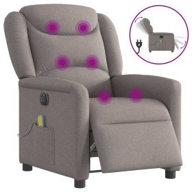 Sillón reclinable de masaje eléctrico tela gris taupe en Sillones | Comprar online en Foru.es