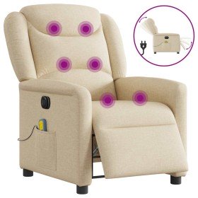 Sillón reclinable de masaje eléctrico tela color crema en Sillones | Comprar online en Foru.es