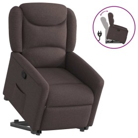 Sillón reclinable elevable tela marrón oscuro en Sillones | Comprar online en Foru.es