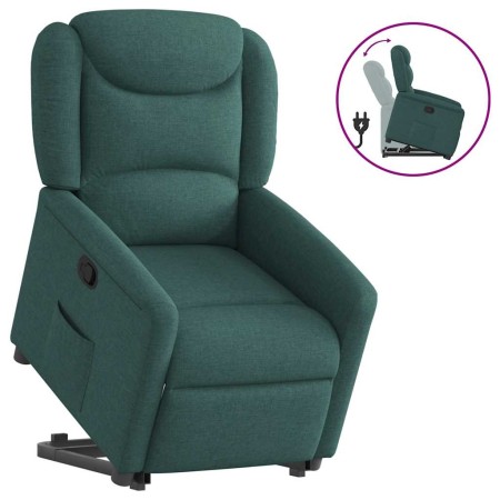 Sillón reclinable elevable tela verde oscuro en Sillones | Comprar online en Foru.es