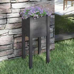 Jardinera de madera maciza de pino gris 31x31x70 cm de vidaXL, Maceteros y jardineras - Ref: Foro24-810783, Precio: 27,45 €, ...