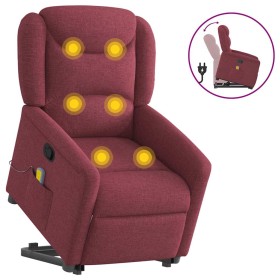 Sillón reclinable de masaje elevable tela rojo tinto en Sillones | Comprar online en Foru.es
