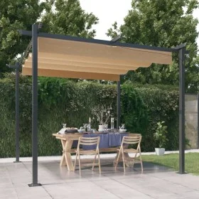 Cenador de jardín con techo retráctil gris taupe 3x3 m de vidaXL, Carpas y cenadores - Ref: Foro24-318536, Precio: 445,98 €, ...