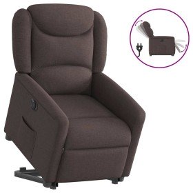 Sillón eléctrico reclinable elevable de tela marrón oscuro en Sillones | Comprar online en Foru.es