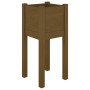 Jardinera de madera maciza de pino marrón miel 31x31x70 cm de vidaXL, Maceteros y jardineras - Ref: Foro24-810785, Precio: 24...
