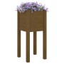Jardinera de madera maciza de pino marrón miel 31x31x70 cm de vidaXL, Maceteros y jardineras - Ref: Foro24-810785, Precio: 24...
