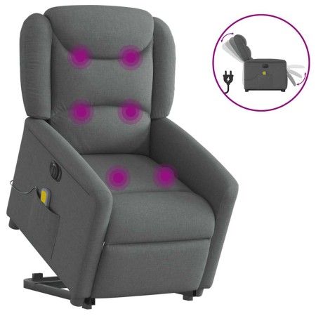 Sillón de masaje eléctrico reclinable elevable tela gris oscuro en Sillones | Comprar online en Foru.es
