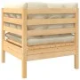 Muebles de jardín 3 piezas madera maciza pino con cojines crema de vidaXL, Sofás modulares de exterior - Ref: Foro24-806676, ...