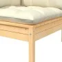 Muebles de jardín 3 piezas madera maciza pino con cojines crema de vidaXL, Sofás modulares de exterior - Ref: Foro24-806676, ...