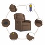 Sillón de masaje eléctrico reclinable elevable tela marrón en Sillones | Comprar online en Foru.es
