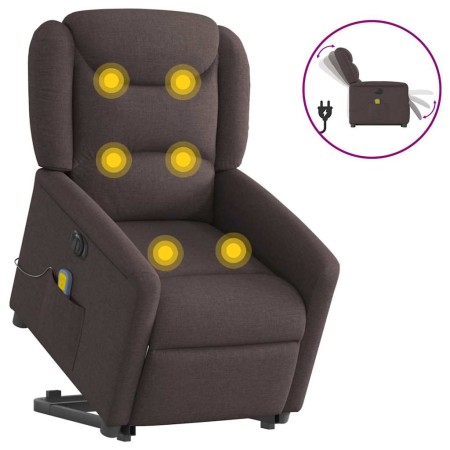 Sillón masaje eléctrico reclinable elevable tela marrón oscuro en Sillones | Comprar online en Foru.es
