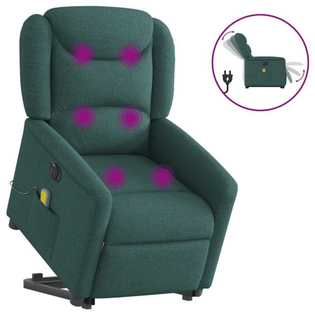 Sillón masaje eléctrico reclinable elevable tela verde oscuro en Sillones | Comprar online en Foru.es