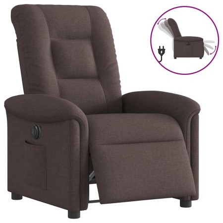 Sillón reclinable eléctrico tela marrón oscuro en Sillones | Comprar online en Foru.es