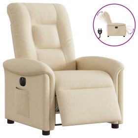 Sillón reclinable eléctrico de tela crema en Sillones | Comprar online en Foru.es