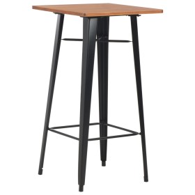 Mesa alta de bar negra madera maciza de pino acero 60x60x108 cm en Mesas de comedor | Comprar online en Foru.es