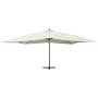 Sombrilla voladiza poste madera blanco arena 400x300 cm de vidaXL, Sombrillas - Ref: Foro24-318429, Precio: 151,96 €, Descuen...