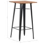 Mesa alta de bar negra madera maciza de pino acero 60x60x108 cm en Mesas de comedor | Comprar online en Foru.es