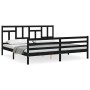 Estructura de cama con cabecero madera maciza negro 200x200 cm de vidaXL, Camas y somieres - Ref: Foro24-3194985, Precio: 170...