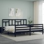 Estructura de cama con cabecero madera maciza negro 200x200 cm de vidaXL, Camas y somieres - Ref: Foro24-3194985, Precio: 170...