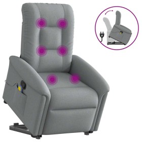 Sillón de masaje reclinable de pie de tela gris claro en Sillones | Comprar online en Foru.es