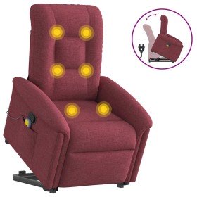 Sillón reclinable de masaje elevable tela rojo tinto en Sillones | Comprar online en Foru.es