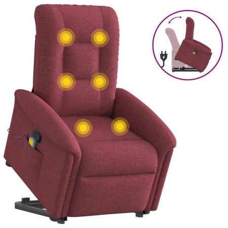 Sillón reclinable de masaje elevable tela rojo tinto en Sillones | Comprar online en Foru.es