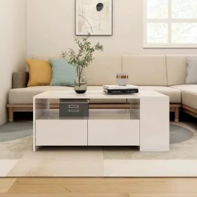 Mesa de centro madera de ingeniería blanco brillo 102x55x42 cm de vidaXL, Mesas de centro - Ref: Foro24-810923, Precio: 116,1...