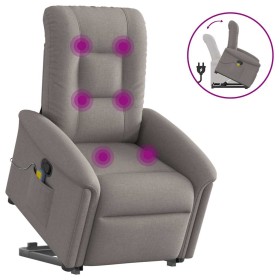 Sillón reclinable de masaje elevable tela gris taupé en Sillones | Comprar online en Foru.es