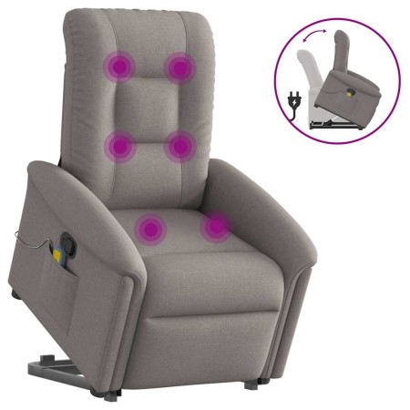 Sillón reclinable de masaje elevable tela gris taupé en Sillones | Comprar online en Foru.es