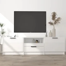 Mueble de TV madera contrachapada blanco brillante 140x35x40 cm de vidaXL, Muebles TV - Ref: Foro24-811454, Precio: 100,81 €,...