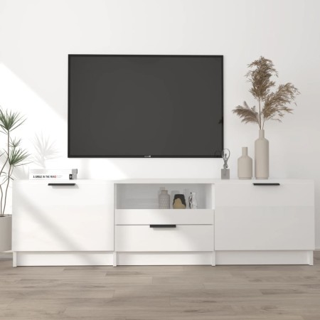 Mueble de TV madera contrachapada blanco brillante 140x35x40 cm de vidaXL, Muebles TV - Ref: Foro24-811454, Precio: 104,30 €,...