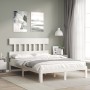 Estructura de cama con cabecero madera maciza blanco 120x200 cm de vidaXL, Camas y somieres - Ref: Foro24-3193592, Precio: 13...