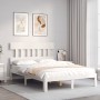 Estructura de cama con cabecero madera maciza blanco 120x200 cm de vidaXL, Camas y somieres - Ref: Foro24-3193592, Precio: 13...