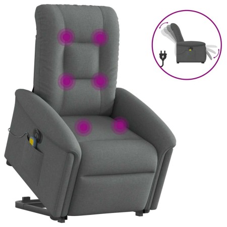 Sillón de masaje eléctrico reclinable elevable tela gris oscuro en Sillones | Comprar online en Foru.es