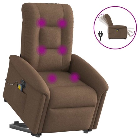 Sillón de masaje eléctrico reclinable elevable tela marrón en Sillones | Comprar online en Foru.es