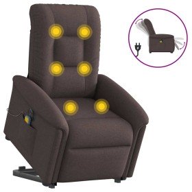 Sillón masaje eléctrico reclinable elevable tela marrón oscuro en Sillones | Comprar online en Foru.es