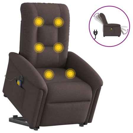 Sillón masaje eléctrico reclinable elevable tela marrón oscuro en Sillones | Comprar online en Foru.es