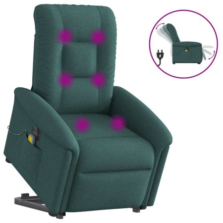 Sillón masaje eléctrico reclinable elevable tela verde oscuro en Sillones | Comprar online en Foru.es