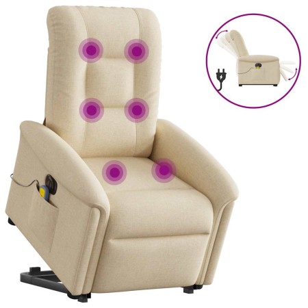 Sillón de masaje eléctrico reclinable elevable tela crema en Sillones | Comprar online en Foru.es