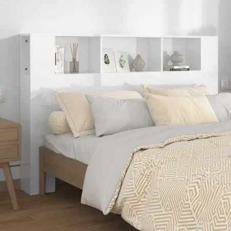Mueble cabecero blanco brillante 160x18,5x104,5 cm de vidaXL, Cabeceros y pies de cama - Ref: Foro24-811940, Precio: 68,28 €,...