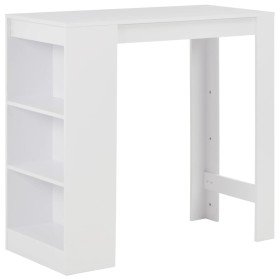 Mesa alta de cocina con estantería blanco 110x50x103 cm en Mesas de comedor | Comprar online en Foru.es