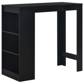 Mesa alta de cocina con estantería negra 110x50x103 cm en Mesas de comedor | Comprar online en Foru.es