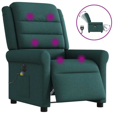 Sillón reclinable de masaje eléctrico tela verde oscuro en Sillones | Comprar online en Foru.es