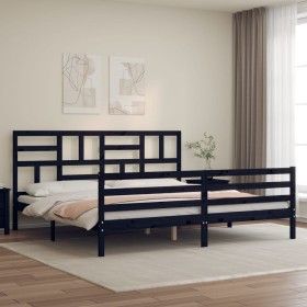 Estructura de cama con cabecero madera maciza negro 200x200 cm de vidaXL, Camas y somieres - Ref: Foro24-3194920, Precio: 170...