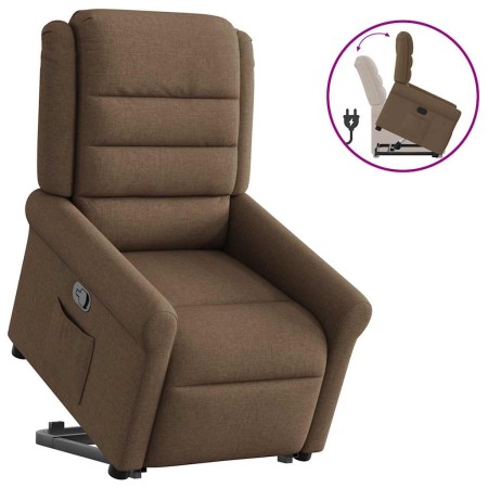 Sillón reclinable elevable de tela marrón en Sillones | Comprar online en Foru.es