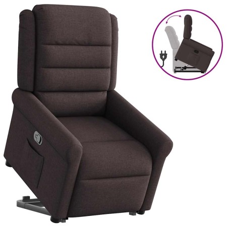 Sillón reclinable elevable tela marrón oscuro en Sillones | Comprar online en Foru.es