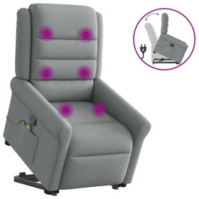 Sillón de masaje reclinable de pie de tela gris claro en Sillones | Comprar online en Foru.es