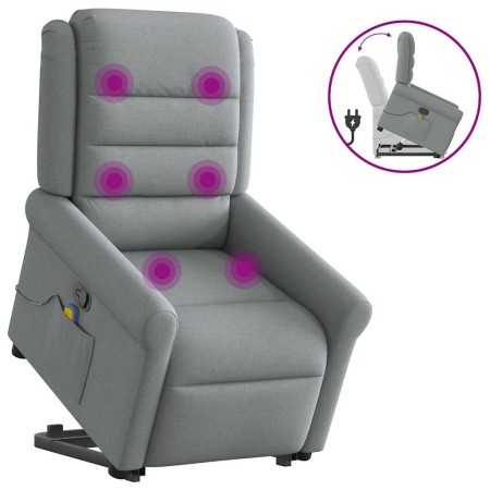 Sillón de masaje reclinable de pie de tela gris claro en Sillones | Comprar online en Foru.es