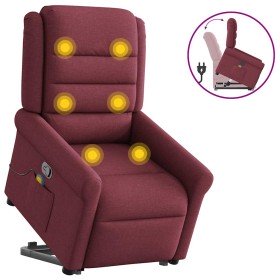 Sillón reclinable de masaje elevable tela rojo tinto en Sillones | Comprar online en Foru.es